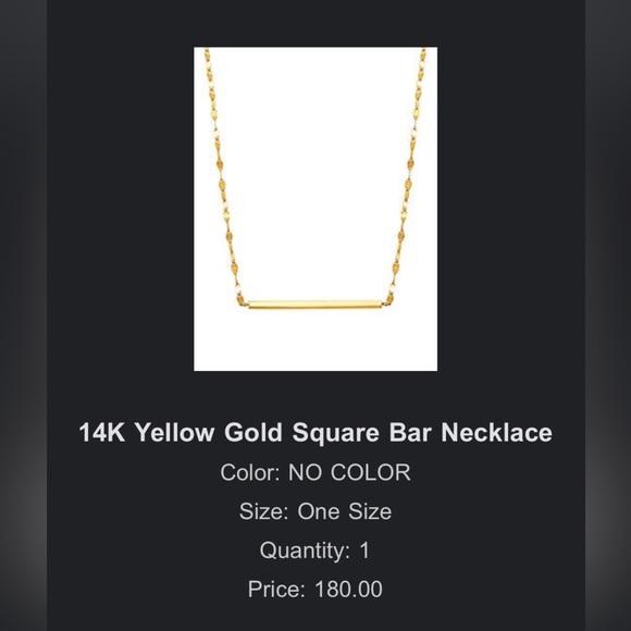 14K Yellow Gold Square Bar Necklace - Picture 5 of 6